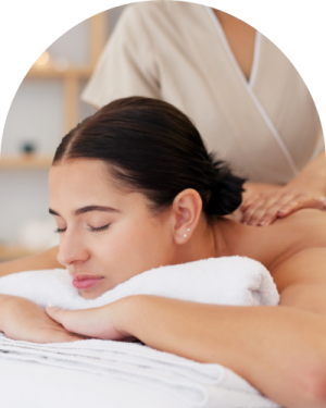 a person lying on a bed